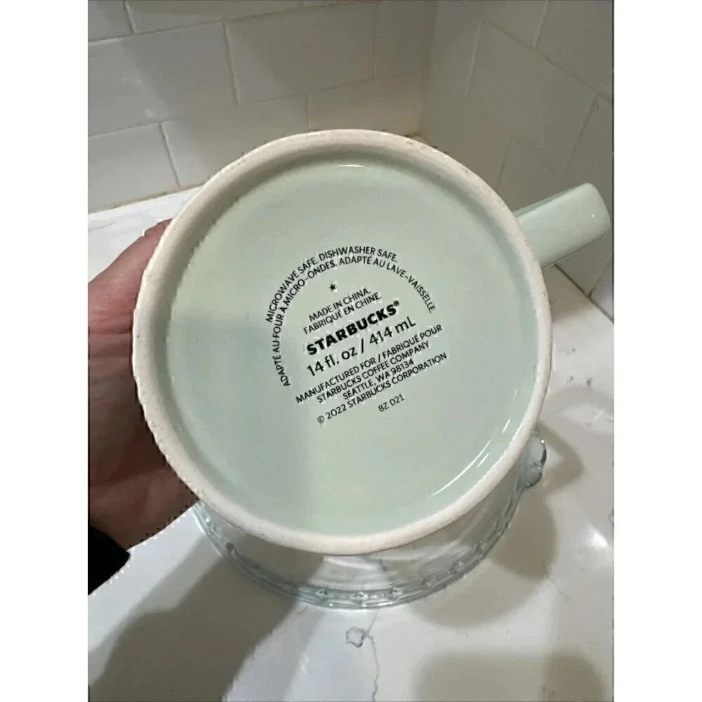 2022 Starbucks Light Green Mint Jade Leaf Marble Embossed Spring Limited 14 oz - Picture 14 of 14